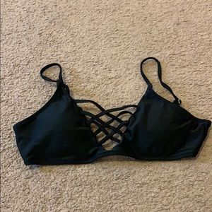 Romwe Criss Cross Black Bikini Top